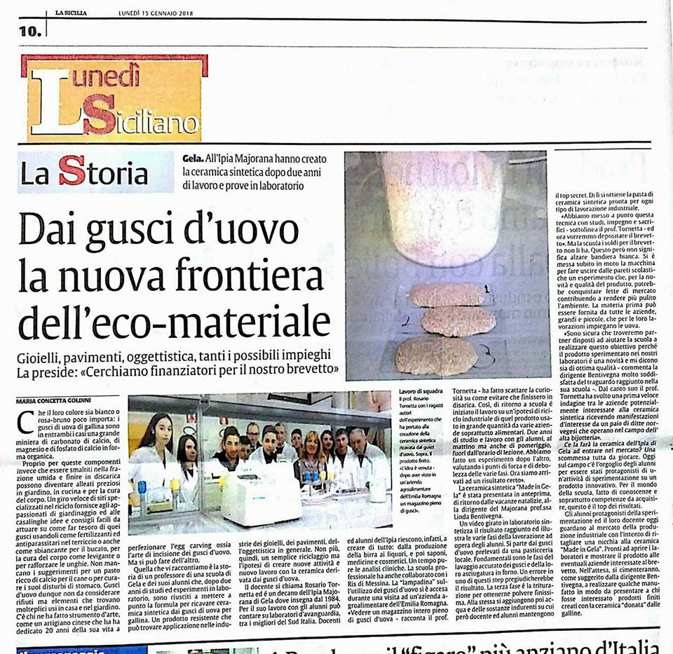 Sperimentazione al Majorana di Gela: dai gusci d’uovo la nuova frontiera dell’eco-materiale