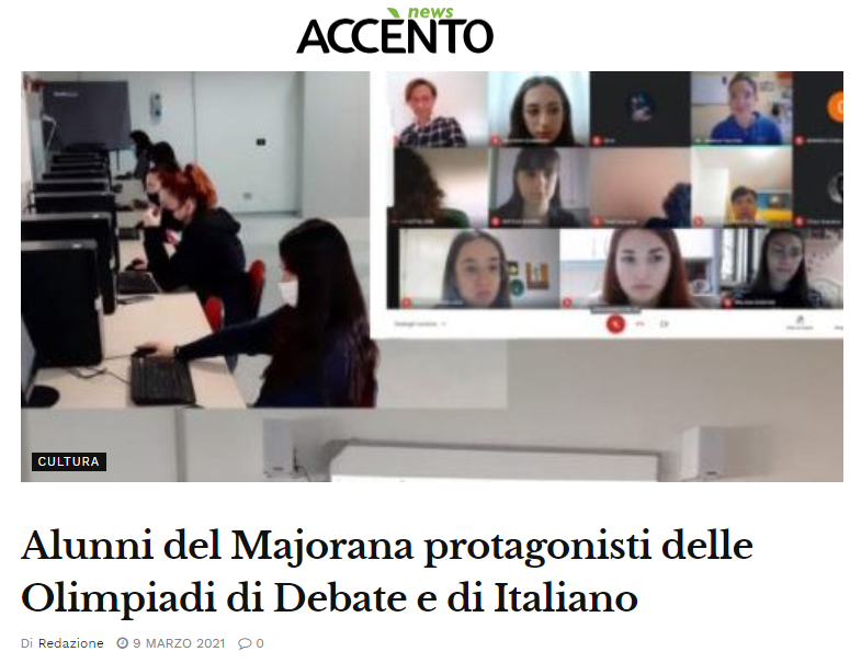 AccentoNews.it: Alunni del Majorana protagonisti delle olimpiadi di Debate e di Italiano