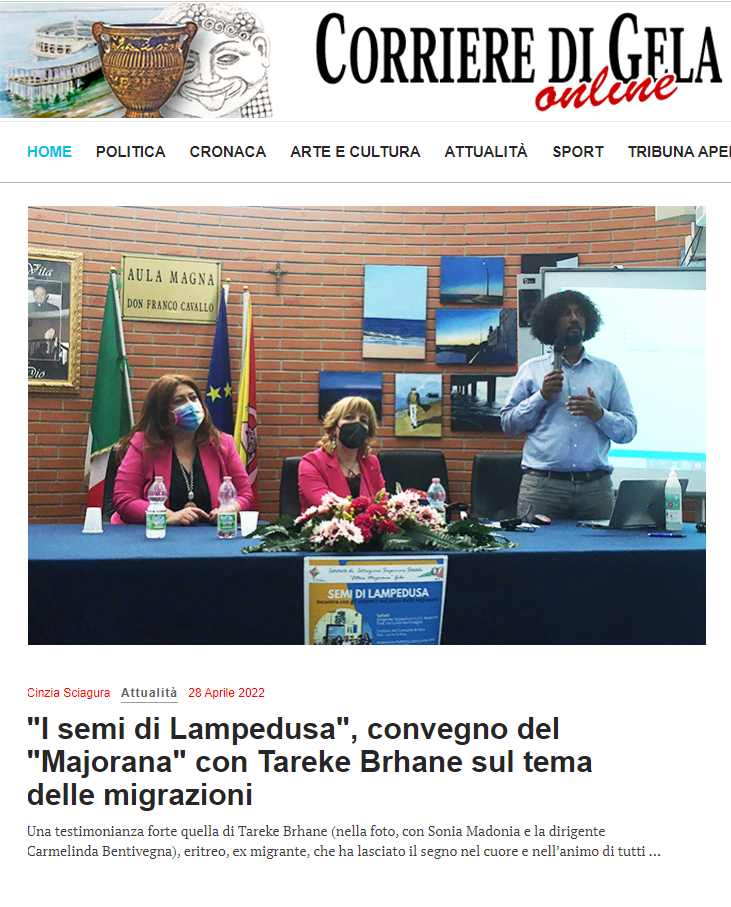 Sul Corriere di Gela – “I semi di Lampedusa”