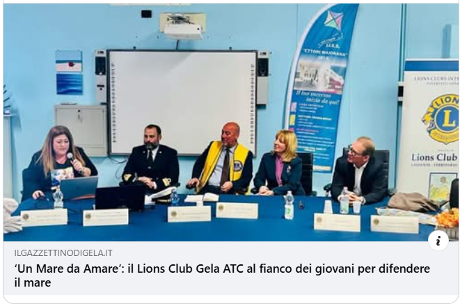 Attualità: ‘Un Mare da Amare’: il Lions Club Gela ATC al fianco dei giovani per difendere il mare